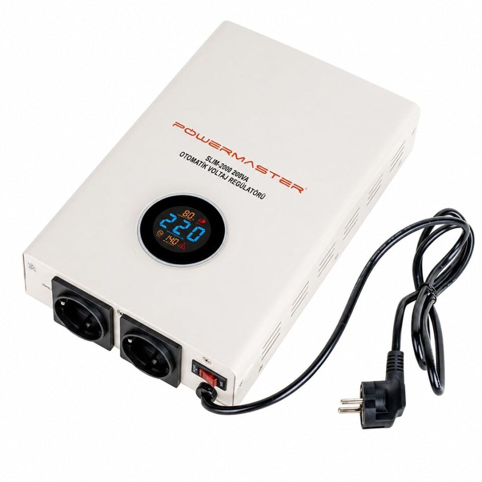 Powermaster Slim-2000 Otomatik 1200 Watt Voltaj Regülatörü 2000VA (Kombi Regülatörü)