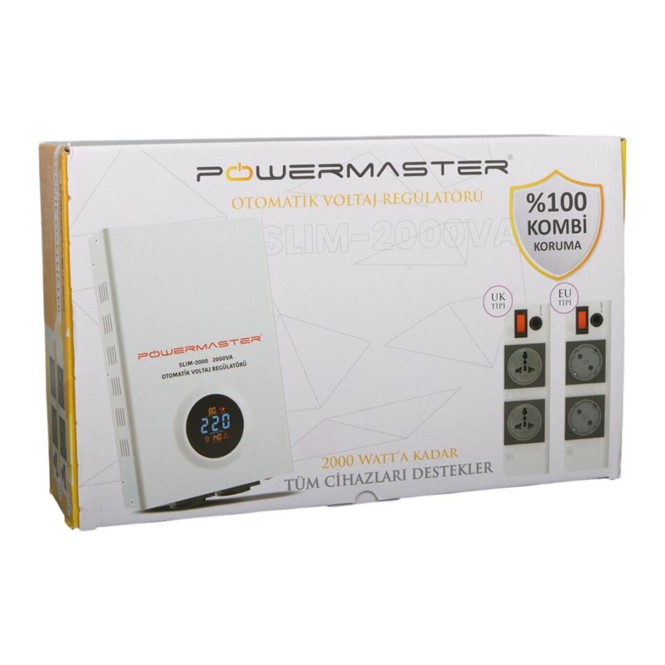 Powermaster Slim-2000 Otomatik 1200 Watt Voltaj Regülatörü 2000VA (Kombi Regülatörü)