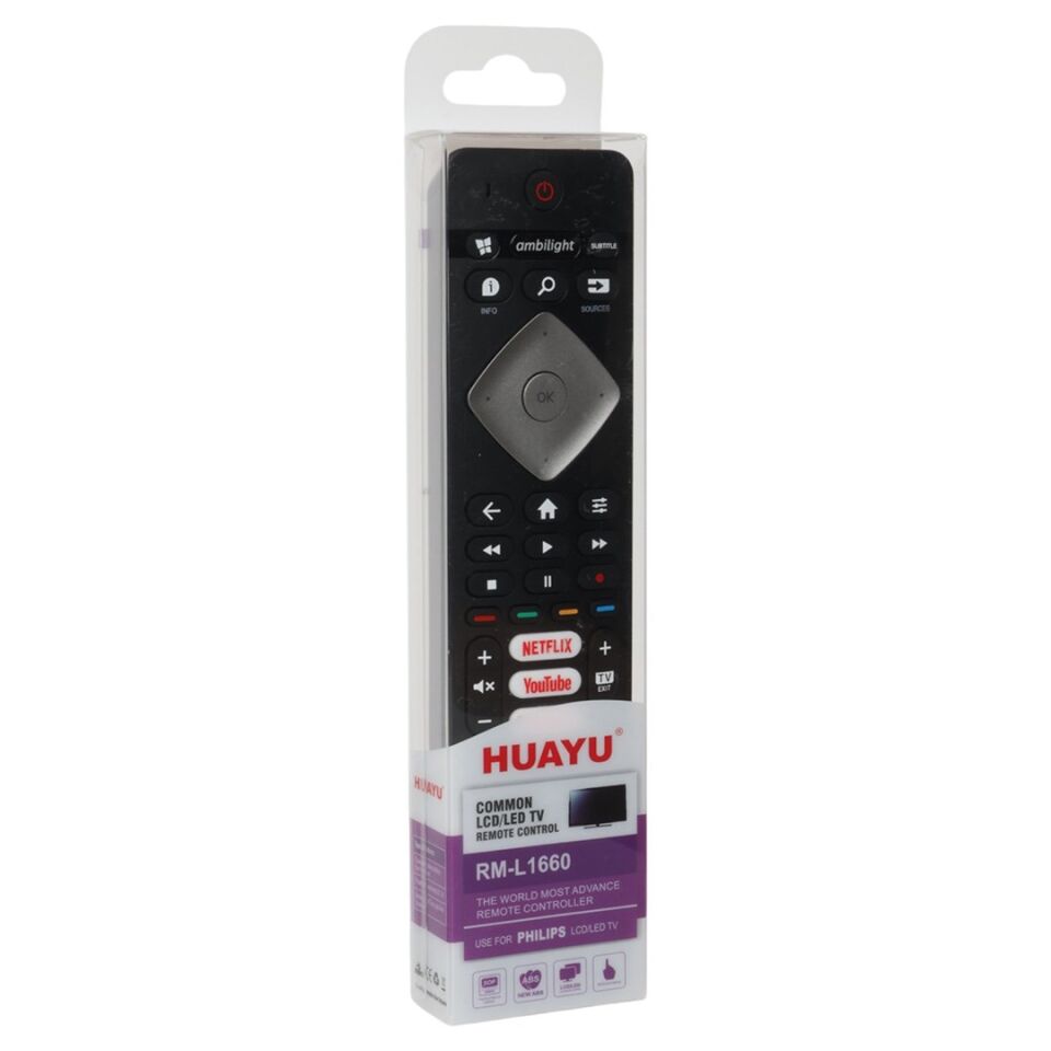 Huayu Philips RM-L1660 RC4498 RC4501 YKF291-003 Netflix-Youtube-Rakuten Tv Tuşlu Lcd Led Tv Kumanda (Ses Komutsuz)