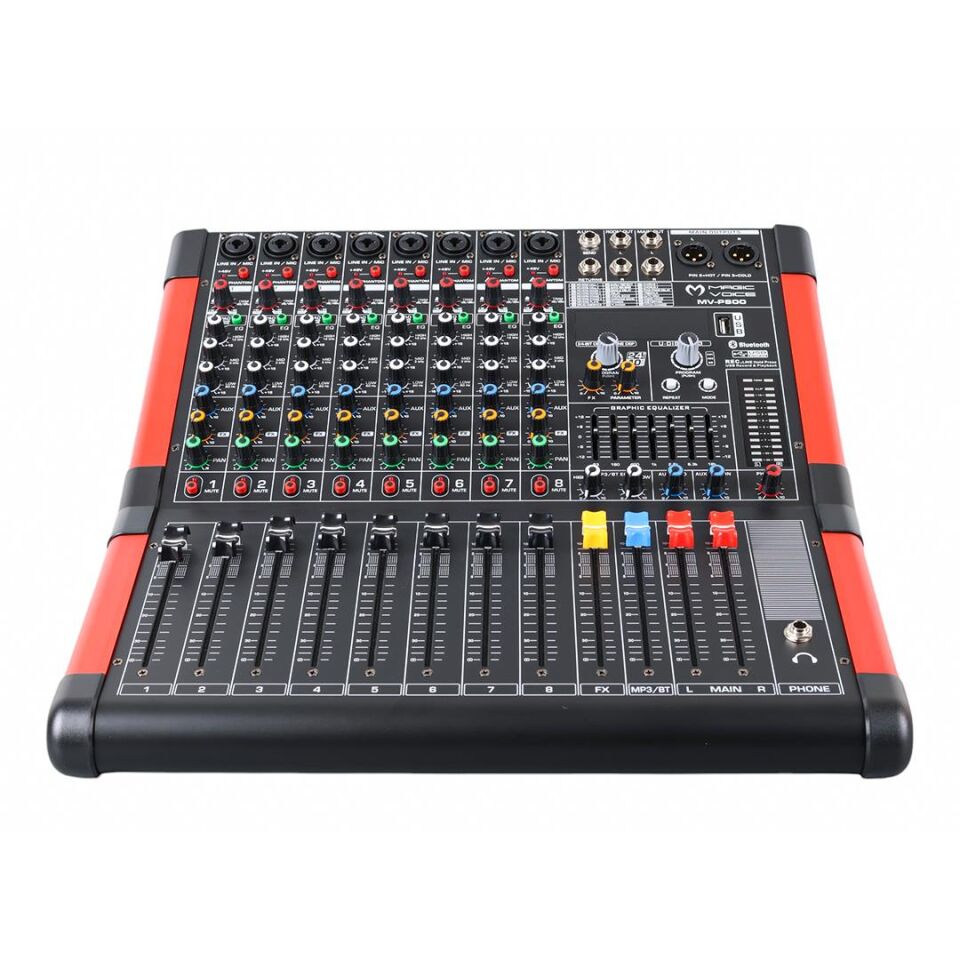Magicvoice MV-P800 8 Kanal USB Bluetooth Destekli Deck Mixer Anfi Stüdyo Tipi Profesyonel Amfi