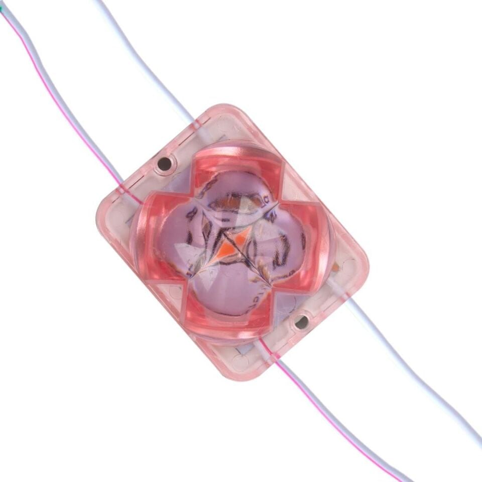 Powermaster PM-14716 12 Volt 2 Watt Pembe Yanıp Sönen Çakar 4333-3030 Modül Led 43X33x28mm