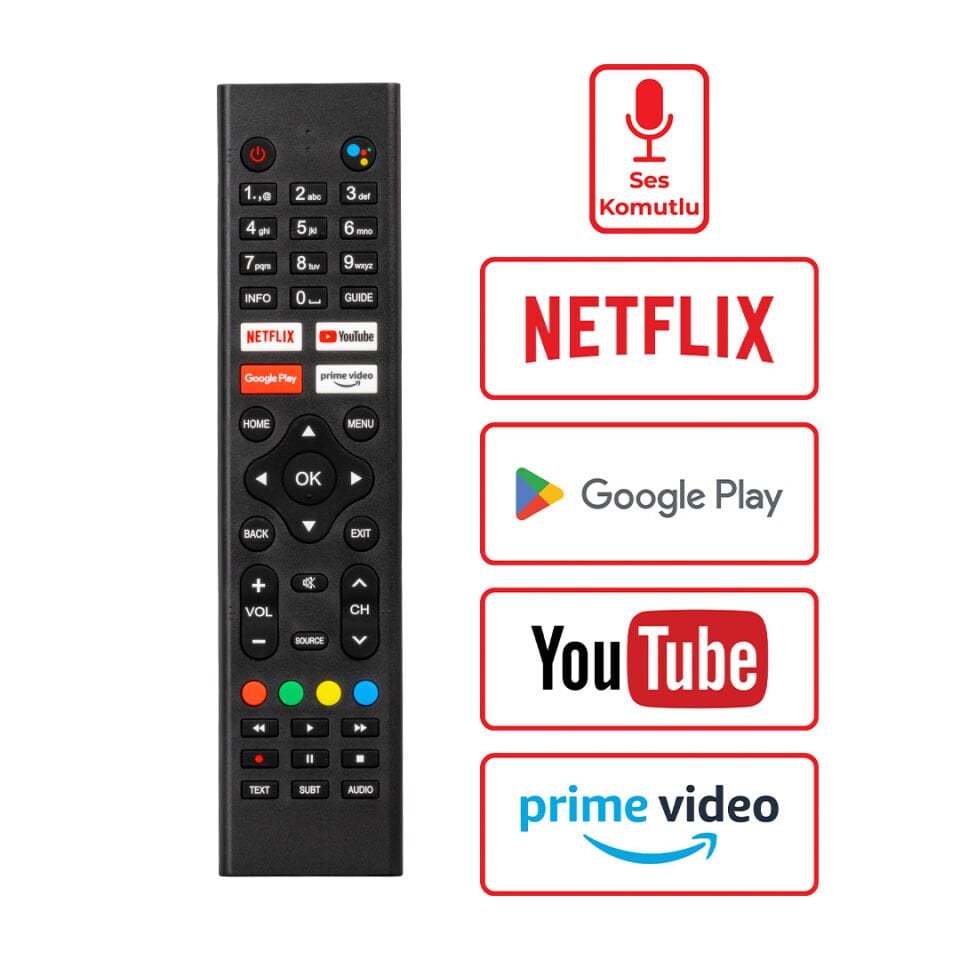 Weko Kl Sunny Sn43Ledh6886 Google Play Prime Video Tuşlu Sesli Komutlu Lcd Led Tv Kumandası Uzaktan Kumanda