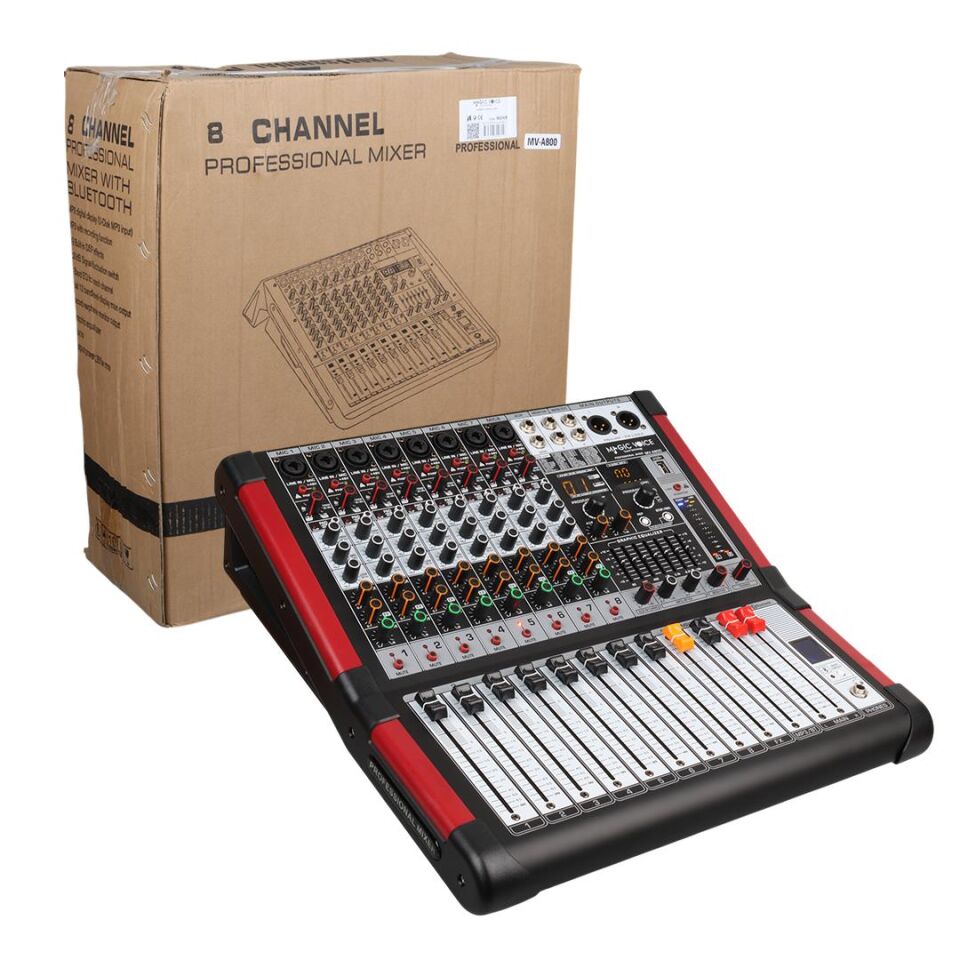 Magicvoice MV-A800 8 Kanal USB Bluetooth Destekli Power Mixer Anfi 2 Stereo Dijital Amfi