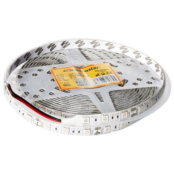 Powermaster 3 Çipli Mavi Dış Mekan Silikonlu 60 Led 5 Metre Şerit Led