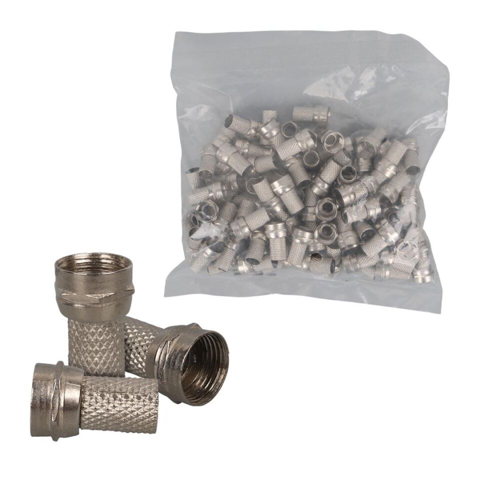 Ayt F Konnektör RG6-U4 18MM Geniş 100 Adet-UJ-2005 18 Mm Uydu Anten Konnektörü