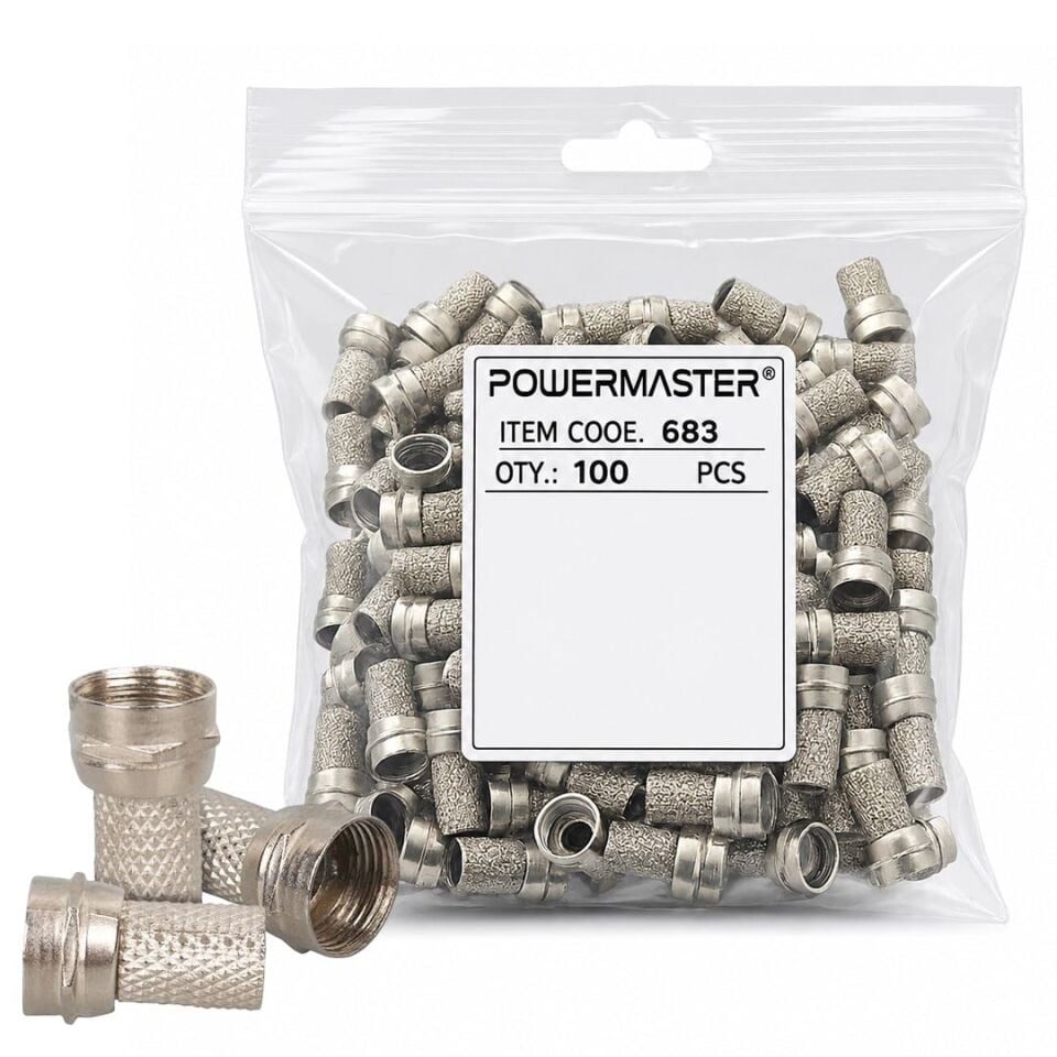 Ayt F Konnektör RG6-U4 18MM Geniş 100 Adet-UJ-2005 18 Mm Uydu Anten Konnektörü
