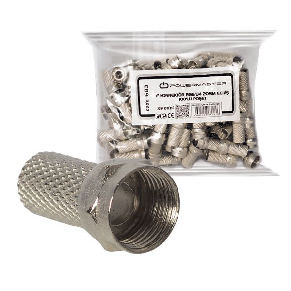 Ayt F Konnektör RG6-U4 18MM Geniş 100 Adet-UJ-2005 18 Mm Uydu Anten Konnektörü
