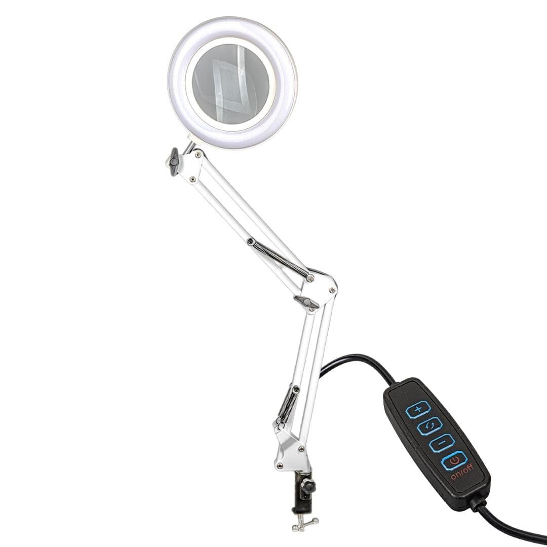 Powermaster 8606C-D 220 Volt 3 Diopter 64 Ledli 155mm Masaüstü Akrobat Büyüteç Hassas Tamirat Büyüteci