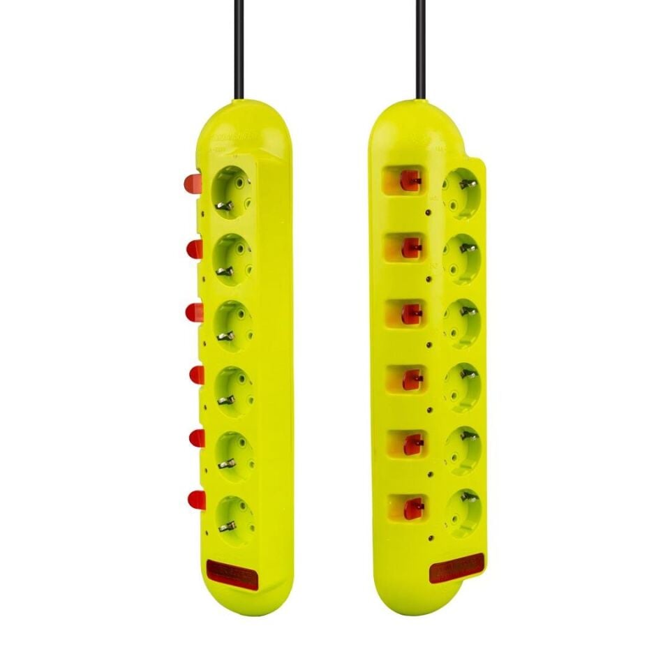 Vea VE-E60 6 Lı 1.5 Metre Ayrı Anahtarlı Grup Priz Uzatma Kablosu 3860 Watt 16 Amper Isıya Dayanıklı